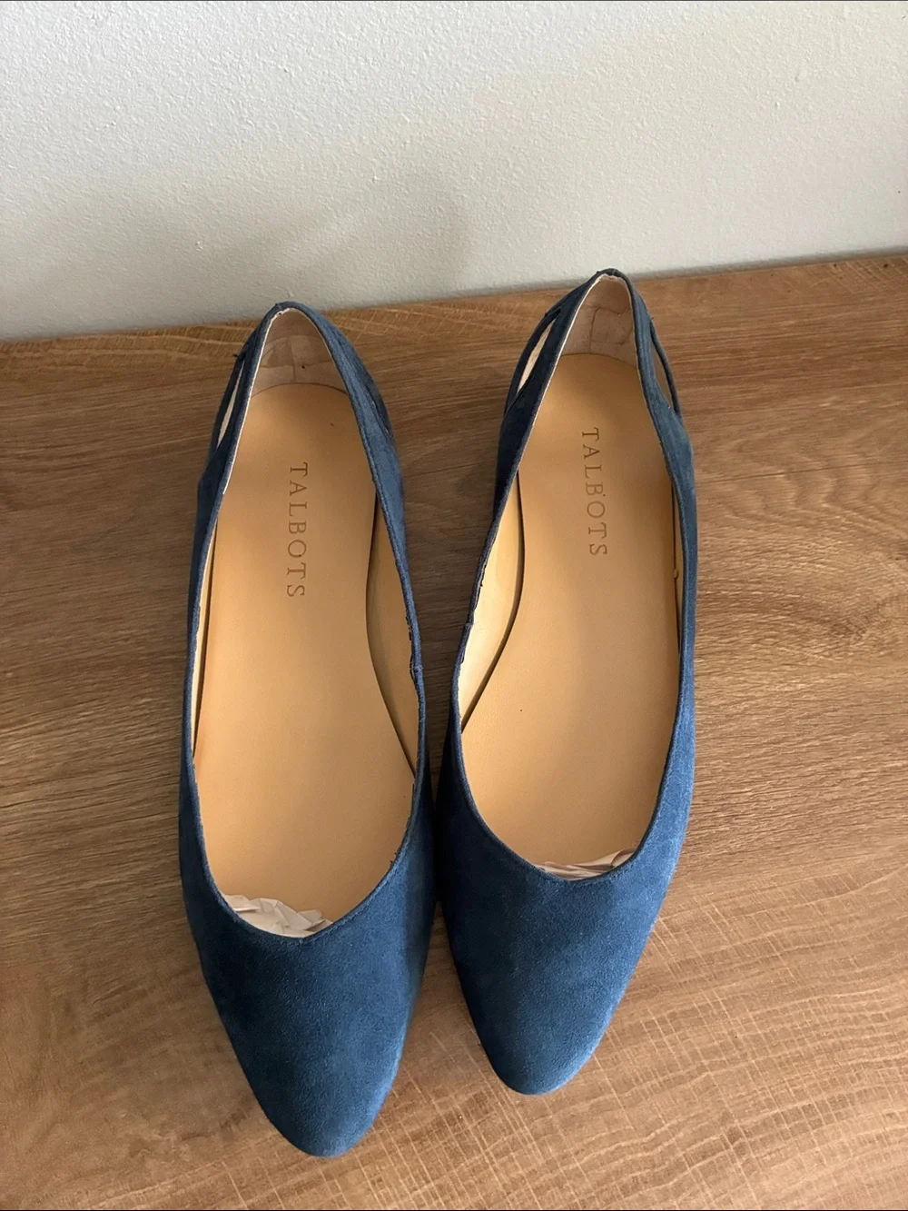Talbots blue Suede Pointed Toe Cutout Flats Leather 5.5